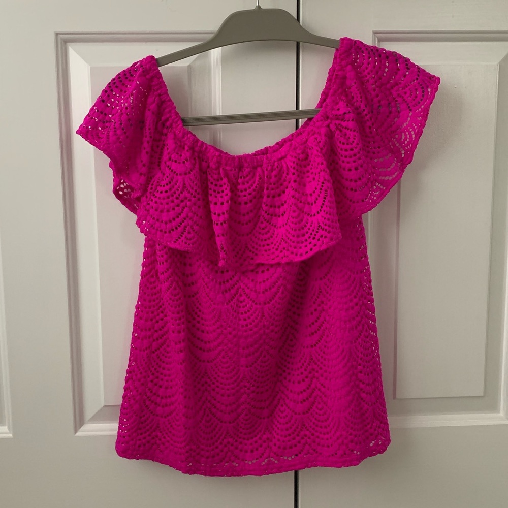 Lilly Pulitzer Off-The-Shouler Pink Blouse
